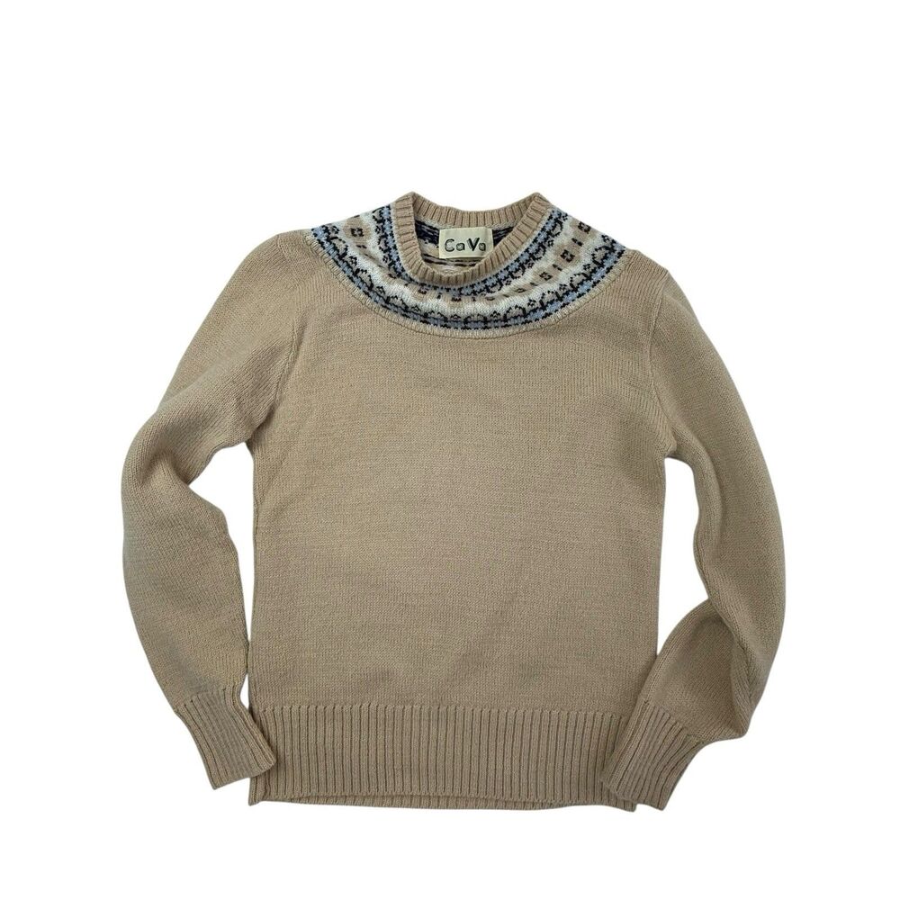 Cava Vintage Fair Isle Wool Blend Sweater Women XS Size M Academia Preppy